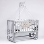 Bebeget G14 60x120 cm Süper Natural Ahşap 4 Kademeli Gri Anne Yanı Sallanır Uyku Seti Yatak ve Bebek Beşiği