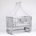 Bebeget G3 60x120 cm Süper Natural Ahşap 4 Kademeli Gri Anne Yanı Sallanır Uyku Seti Yatak ve Bebek Beşiği