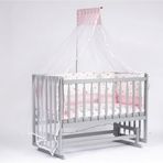 Bebeget G9 60x120 cm Süper Natural Ahşap 4 Kademeli Gri Anne Yanı Sallanır Uyku Seti Yatak ve Bebek Beşiği