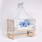Bebeget S02 60X120 cm Süper Full Natural Ahşap 4 Kademeli Anne Yanı Sallanır Uyku Seti Yatak ve Bebek Beşiği