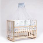 Bebeget S07 60X120 cm Süper Full Natural Ahşap 4 Kademeli Anne Yanı Sallanır Uyku Seti Yatak ve Bebek Beşiği