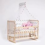 Bebeget S09 60X120 cm Süper Full Natural Ahşap 4 Kademeli Anne Yanı Sallanır Uyku Seti Yatak ve Bebek Beşiği