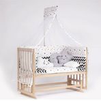 Bebeget S10 60X120 cm Süper Full Natural Ahşap 4 Kademeli Anne Yanı Sallanır Uyku Seti Yatak ve Bebek Beşiği