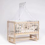 Bebeget S11 60X120 cm Süper Full Natural Ahşap 4 Kademeli Anne Yanı Sallanır Uyku Seti Yatak ve Bebek Beşiği