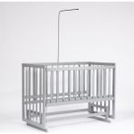 Bebeget Süper Natural ahşap Beşik 4 Kademeli Gri Anne Yanı Sallanır Bebek Beşiği 60X120 -Boş Beşik﻿﻿﻿﻿