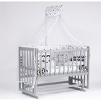 Bebeget Süper Natural ahşap Beşik 4 Kademeli Gri Anne Yanı Sallanır Bebek Beşiği 60X120 -Uyku Seti+Yatak G12