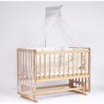 Bebeget Vernikli 60x120 4 Kademeli Anne Yanı Sallanır Bebek Beşiği 60X120 -Uyku Seti+Yatak D9