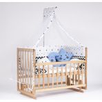 Bebeget Vernikli 60x120 Ahşap Beşik 4 kademeli Anne Yanı Sallanır Bebek Beşiği -Uyku Seti+Yatak D4
