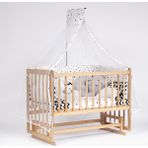 Bebeget Vernikli 60x120 Doğal 4 Kademeli Anne Yanı Sallanır Bebek Beşiği -Uyku Seti+Yatak D6