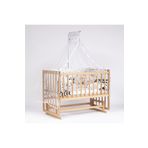 Bebeget Vernikli Ahşap Doğal Beşik 4 Kademeli Anne Yanı Sallanır Bebek Beşiği 60X120 -Uyku Seti+Yatak D3