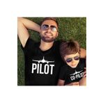 Bebeğimin Dolabında Baba Oğul Pamuklu Tişört Kombini Pilot Co-pilot Siyah T-shirt 2li Tshirt Takımı