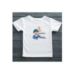 Bebeğin Ismi Abisi Yazılı Kişiye Özel Tişört, 4 Yaş, Unisex, Beyaz