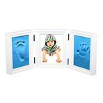 Bebeğin Wslcn seti Gipsabdruck bebek çerçeve ton foto Kit Stempel ıstampa kutusu DIY YENİ doğan, el veya ayak parmak izleri teslimat kapsamına dahil bebek kiti resim çerçevesi set çerçeve Décor duvar dövmesi 35*15.5cm Mavi