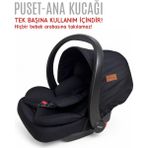 Bebegold Ana Kucağı Unisex Tasarım Emniyet Kemeri Bağlantısı 0-10 kg Kapasite - Siyah