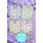 Bebek % 100 Cotton Arkası Muşambalı Su Geçirmez Renkli Mama Önlüğü 12'Li Set 1-2 Yaş