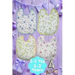 Bebek % 100 Cotton Arkası Muşambalı Su Geçirmez Renkli Mama Önlüğü 4'Lü Set 1-2 Yaş