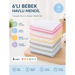 Bebek Ağız Mendili Ve Ter Havlusu 6'Lı Paket Desenli Pembe 1071