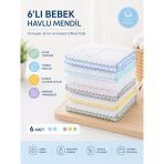Bebek Ağız Mendili Ve Ter Havlusu 6'Lı Paket Mavi 1071