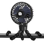Bebek Arabası Fanı, Mini El Klipsli Kişisel Taşınabilir Masa Fanı, USB Fan, Ayarlanabilir 3 Hızlı, Bebek Arabası, Yatak, Araba Koltuğu için Esnek Tripod ile (Siyah)