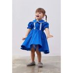 Bebek Balon Kollu Kabarık Elbise Mavi - 1 - 2 Yaş