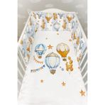 Bebek Başucu Koruyucu ve Baskılı Çarşaflı Uyku Seti - For Baby Serisi - Gözlüklü Denizci Kutup Ayısı - Beyaz - 120 x 180 cm