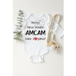 Bebek Beyaz Amcam Bana Doyamaz Çıtçıtlı Body, 1 Yaş