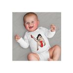 Bebek Beyaz Betty Boop Tasarım Body, 2-4 Yaş