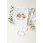 Bebek Beyaz Sunflower Baskılı Uzun Kol Çıtçıtlı Body, 1 Yaş