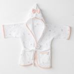 Bebek Bornoz Bathrobe Love Famıly Muslın - Ekru