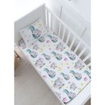 Bebek Boy Lastikli Çarşaf Seti - For Baby Serisi - Hortumda Uyuyan Pembe Fil