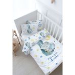 Bebek Boy Nevresim Takımı (100x150) - For Baby Serisi - Hortumda Uyuyan Mavi Fil