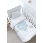 Bebek Boy Nevresim Takımı (100x150) - Pure Baby Serisi - Bulutlu Mavi Hava Balonu