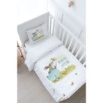Bebek Boy Nevresim Takımı (100x150) - Pure Baby Serisi - Kelebekle Oynayan Tavşan