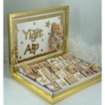 Bebek Çikolatası EKS-106| Gold Temalı Kişiselleştirilmiş Pelit Valonia Çikolata | Çapa, Yıldız ve Isim Pleksi Tasarımı" - 1 Paket