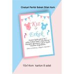 Bebek Cinsiyet Partisi Tahmin ve Dilek Anı Kartı 8 Adet 10X14 cm Kart