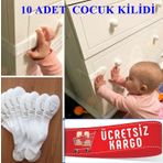 Bebek Çocuk Güvenlik 10 Adet Dolap ve Çekmece Kilidi