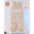 Bebek Dış Kundak Battaniyesi Welsoft Ekstra Uzun Kışlık Peluş Ayakları Açılabilen Uyku Tulumu 0-12ay Vizon