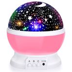 Bebek Gece Işıkları, Ay Yıldızı Projektör 360 Derece Döndürme - 4 LED Ampul 8 Renk Değişen Işık, Romantik Gece Aydınlatma Lambası, Doğum Günü Kreş Kadın Çocuk Çocuk Bebek için Benzersiz Hediyeler