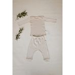 Bebek Ikili Ev Giyim - Pijama Takımı Bebek Pijaması Bebek Takımı Bebek Alt Üst Takım - Bej