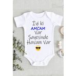 Bebek Iyi Ki Amcam Var Sayesinde Havam Var Baskılı Zıbın Body, 3 Ay