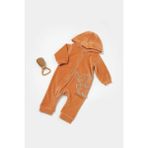 Bebek Kapüşonlu Fermuarlı Tulum, %80 Organik Pamuk & %20 Polyester, Bebek ve Yenidoğan Serisi - CSYK6044 - Kiremit - 9 - 12 Ay