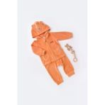 Bebek Kapüşonlu Kadife Pantolon Ve Uzun Kollu Ceket Takımı, %80 Organik Pamuk & %20 Polyester, Bebek Ve Yenidoğan Serisi - Csyk6017