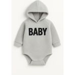Bebek Kapüşonlu Polar Bodyli Tulum - Gri - 18 - 24 Ay