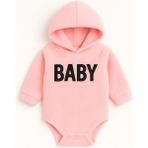 Bebek Kapüşonlu Polar Bodyli Tulum - Pembe - 18 - 24 Ay