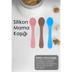 Bebek Mama Kaşığı Silikon Diş Kaşıyıcı Özellikli Mama Kaşığı - Açık Kahverengi