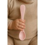Bebek Mama Kaşığı Silikon Diş Kaşıyıcı Özellikli Mama Kaşığı - Pembe