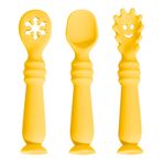Bebek Mama Kaşıkları, 3 Parça Silikon Bebek Kaşığı Led Sütten Kesim İçin 3'lü Paket, Gıda Sınıfı Silikon Bebek Çatal ve Kaşık Seti Kendinden Beslemeli 6+ Ay Bebekler İçin Besleme, 3'lü Set Honhoha