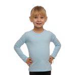 Bebek Mavisi Basic Mevsimlik Likralı Uzun Kollu Kız Çocuk Tişört