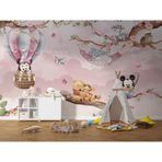 Bebek Mickey ve Pembe Bulutlar Duvar Kağıdı, Çizgi Film Temalı Duvar Resmi - Bebek Odası ve Çocuk Odası