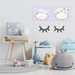 Bebek odası için 2 li "Uyuyor" temalı ahşap tablo poster seti
